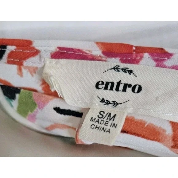 NWOT Entro Satin Kimono Sleeve Floral Button V Neck Blouse Top Womens S/M Resort - Picture 7 of 9